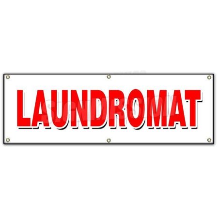 SIGNMISSION LAUNDROMAT BANNER SIGN wash fold coin laundry dry cleaning 24 hour open B-72 Laundromat